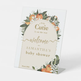 Oranje citrusgranaat Kleine Baby shower Reclamebord Met Voetstuk