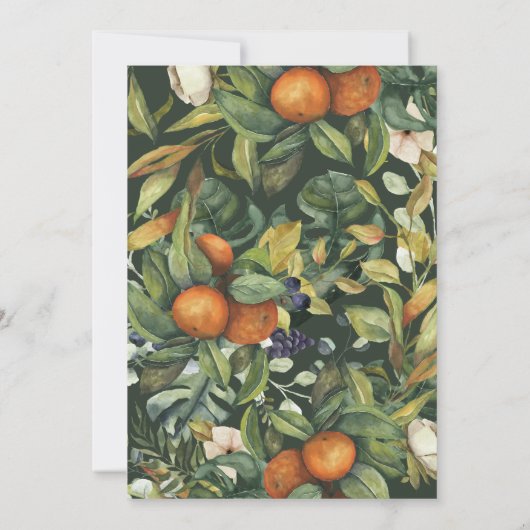 Oranje citrusgroene waterverf botanische bruiloft (Achterkant)