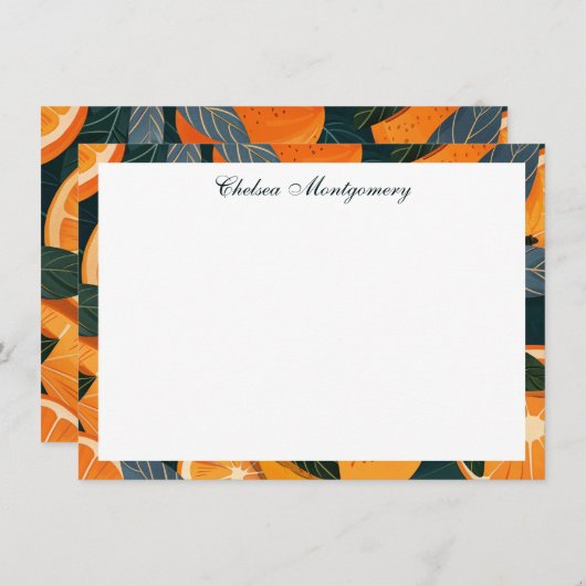 Oranje Citrusillustratie gepersonaliseerd Notitiekaartje (Voorkant / Achterkant)