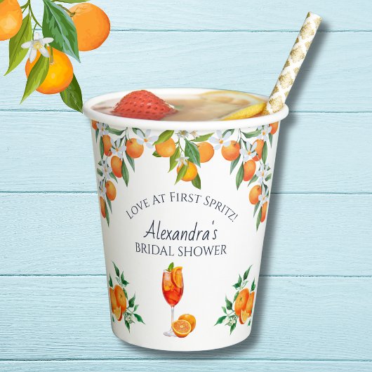 Oranje citrusliefde op het First Spritz Vrijgezell Papieren Bekers
