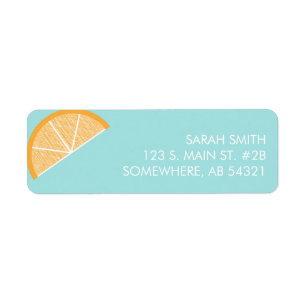 Oranje citrusslice aqua retour address label