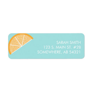 Oranje citrusslice aqua retour address label