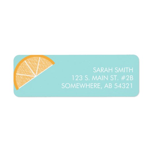 Oranje citrusslice aqua retour address label (Voorkant)