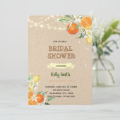 Oranje citrusthema doucheuitnodiging kaart (Staand voorkant)