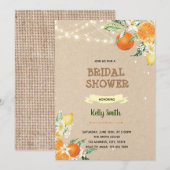 Oranje citrusthema doucheuitnodiging kaart (Voorkant / Achterkant)