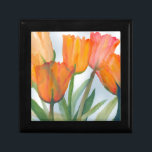 Oranje citrustulpen cadeaudoosje<br><div class="desc">schilderij van waterverf van doorzichtige oranje tulpen van citrusvruchten</div>