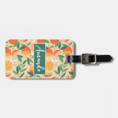 Oranje citrusvrucht retro patroon bagagelabel (Voorkant horizontaal)