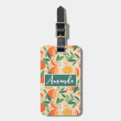Oranje citrusvrucht retro patroon bagagelabel (Voorkant verticaal)