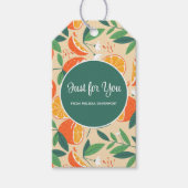 Oranje citrusvrucht retro patroon cadeaulabel (Voorkant)