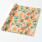 Oranje citrusvrucht retro patroon cadeaupapier (Uitgerold)