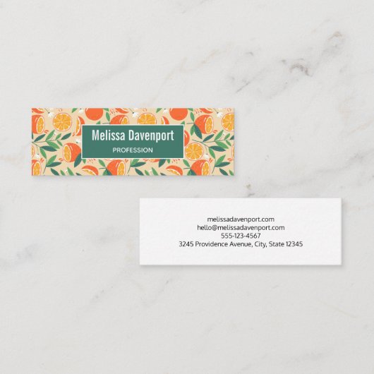 Oranje citrusvrucht retro patroon mini visitekaartje (Voorkant / Achterkant)