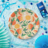Oranje citrusvrucht retro patroon papieren bordje (Feest)