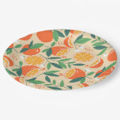 Oranje citrusvrucht retro patroon papieren bordje (Gekanteld)