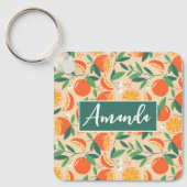 Oranje citrusvrucht retro patroon sleutelhanger (Voorkant)