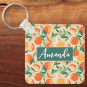 Oranje citrusvrucht retro patroon sleutelhanger (Voorkant)