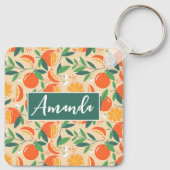 Oranje citrusvrucht retro patroon sleutelhanger (Achterkant)
