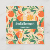 Oranje citrusvrucht retro patroon vierkante visitekaartje (Voorkant)