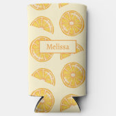 Oranje citrusvruchten illustraties met aangepaste  seltzer blikjeskoeler (Voorkant)