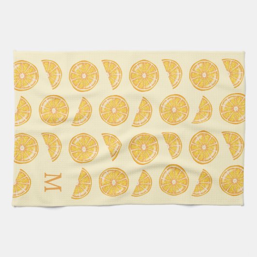 Oranje citrusvruchten met aangepaste monogram theedoek (Horizontaal)