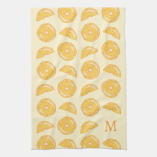 Oranje citrusvruchten met aangepaste monogram theedoek (Verticaal)