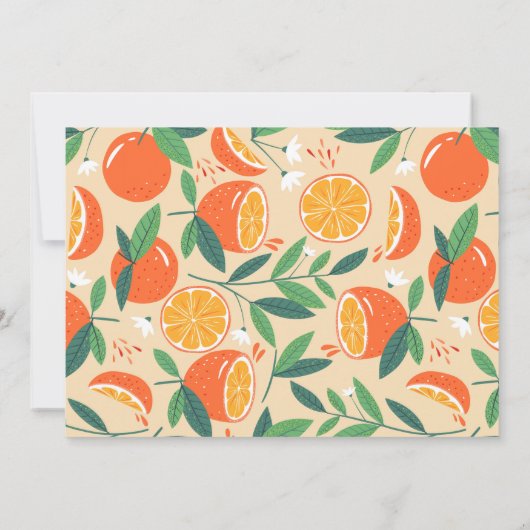 Oranje Citrusvruchten Retro Patroon Bruiloft Bedankkaart (Achterkant)