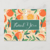 Oranje citrusvruchten retro patroon dank u briefkaart (Voorkant)
