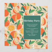 Oranje citrusvruchten - Retropatroonverjaardag Kaart (Voorkant / Achterkant)