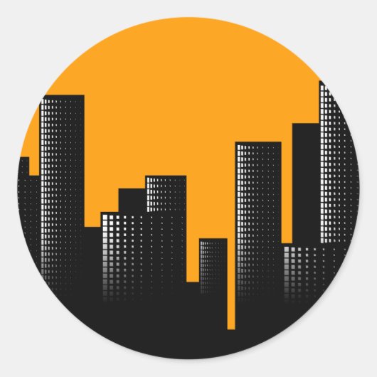 oranje cityschap ronde sticker (Voorkant)