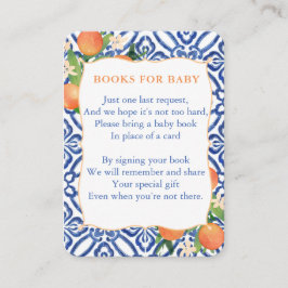 Oranje Classic Blue Baby shower Breng een boek Informatiekaartje