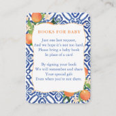 Oranje Classic Blue Baby shower Breng een boek Informatiekaartje (Voorkant)