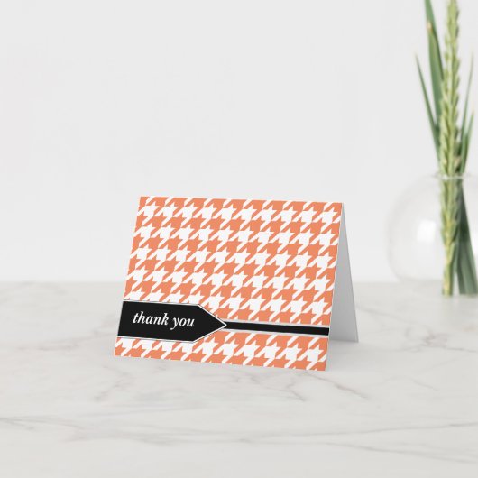 Oranje Classy Houndstooth Bedankkaart (Voorkant)