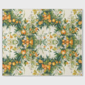Oranje Clementine kransen bloemenblad Cadeaupapier (Vlak)