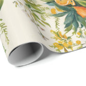 Oranje Clementine kransen bloemenblad Cadeaupapier (Rol Hoek)