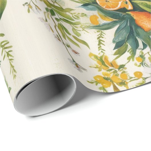 Oranje Clementine kransen bloemenblad Cadeaupapier (Rol Hoek)