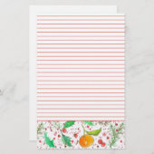 Oranje Clementines Cranberries Red Lined Fruit Briefpapier (Voorkant / Achterkant)