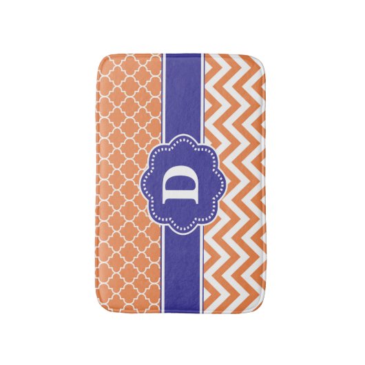 Oranje Clover Chevron Monogram Bathmat Badmat (Voorkant Verticaal)