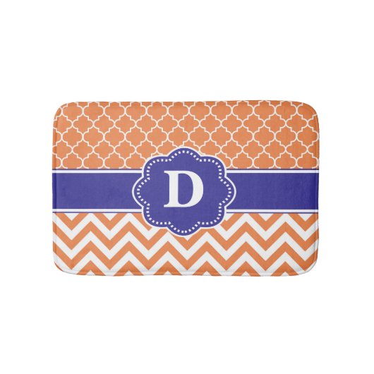Oranje Clover Chevron Monogram Bathmat Badmat (Voorkant)