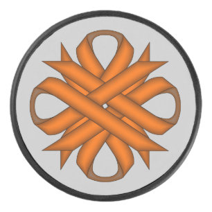 Oranje Clover Ribbon door Kenneth Yoncich Hockey Puck