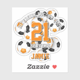 oranje clusterteamnaam voor zwarte voetballen sticker