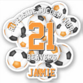 oranje clusterteamnaam voor zwarte voetballen sticker (Voorkant)