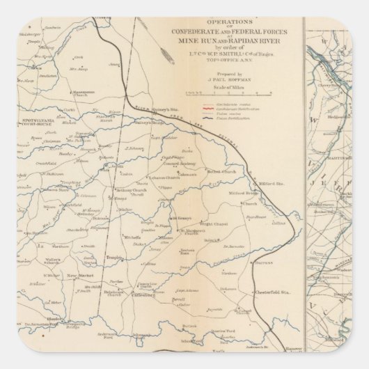 Oranje Co., Va, Mijnbouw, Rapidan Vierkante Sticker (Voorkant)