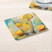 Oranje Cocktail AI Art onderzetter (Schuin)