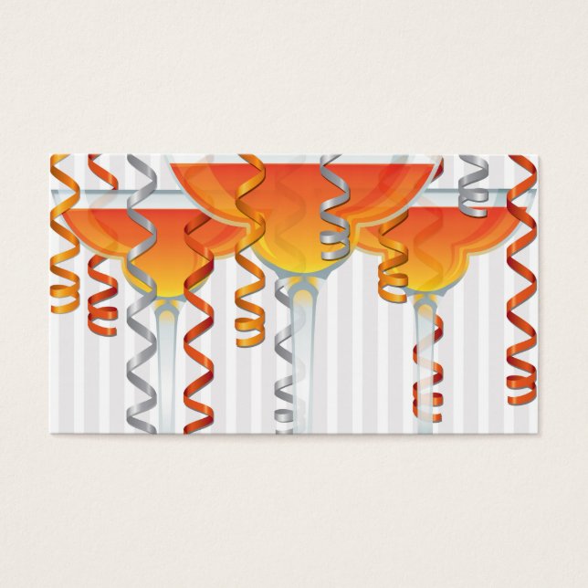 Oranje cocktail en lint visitekaartje (Voorkant)