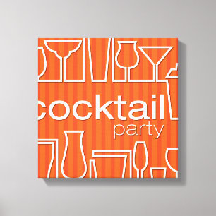Oranje cocktailparty canvas afdruk