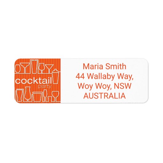 Oranje cocktailparty etiket (Voorkant)