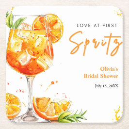 Oranje Cocktails Love at First Spritz Bruiloftsfee Kartonnen Onderzetters