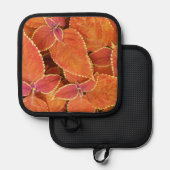 Oranje Coleus bladeren bloemenachtig Pannenlap (Voorkant / Achterkant)