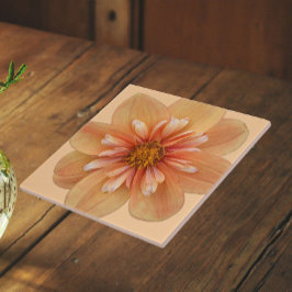 Oranje Collarette Dahlia Bloem Tegeltje