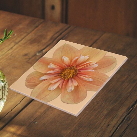 Oranje Collarette Dahlia Bloem Tegeltje