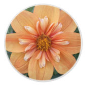 Oranje Collarette Dahlia Floral Keramische Knop (Voorkant)